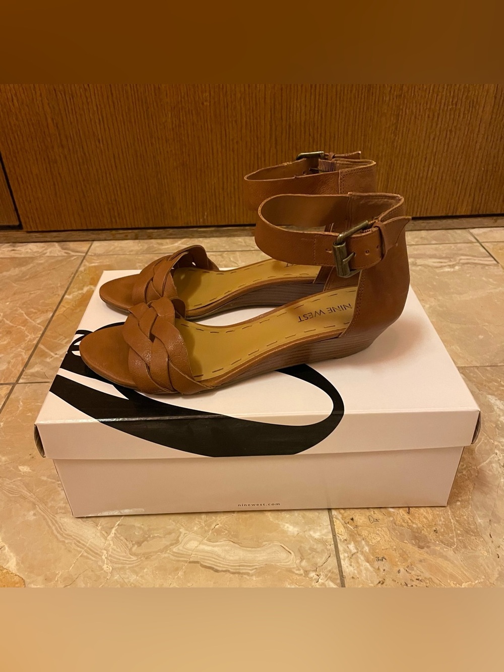 NINE WEST Braided Leather Sandals